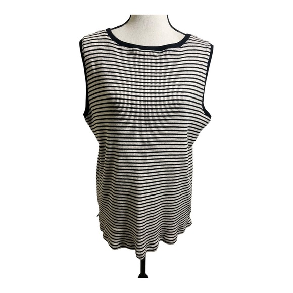 Lauren Ralph Lauren Womens striped sleeveless top. Plus size 3X. Cotton. - Picture 5 of 8